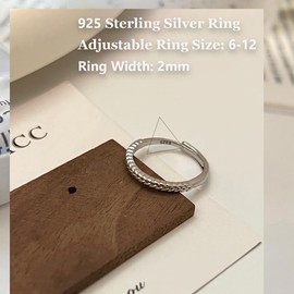 FASHGOOD 925 Sterling Silver Rings for Women,Wheat Rings,Adjustable Open Finger Rings,Sterling Silver Rings for Women with Gift Box