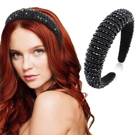 Kriccio Headbands Rhinestone Crystal Head Bands Diademas Para Mujer De Moda Padded Hair Accessories No Slip Hairbands for Girls Women-052-#01