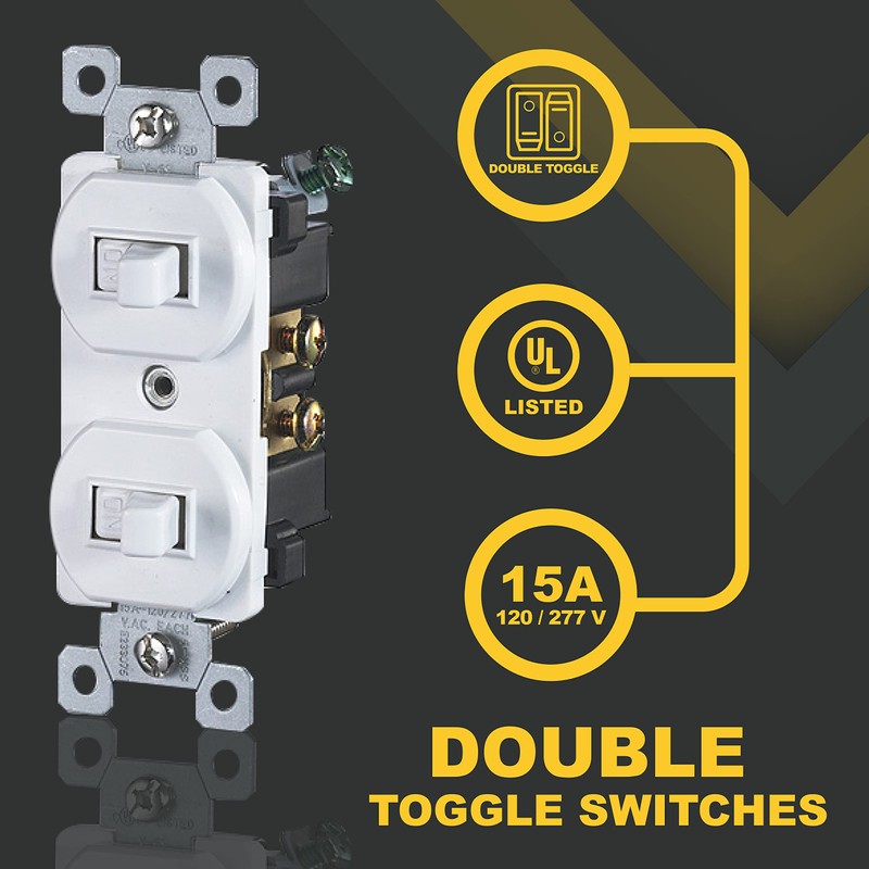 Faith White Double Light Switch (2-Pack) | Two Single-Pole Wall