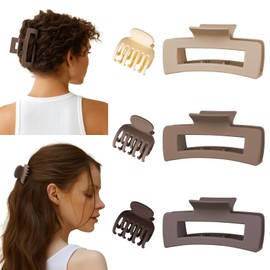 6-Pack Hair Clips for Women, 3 Large Square and 3 Mini Claws, Strong Hold for Thick and Thin Hair