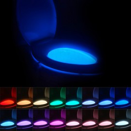 16-Color Motion Sensor Activated Toilet Night Light, Cool Fun Bathroom Gadget LED Bowl Nightlight, Gag Stocking Stuffer for Men Women Dad Mom Mother Father - by Witshine