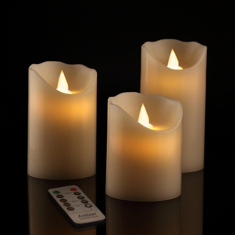 antizer Flameless LED Candles 4" 5" 6" Set of 3