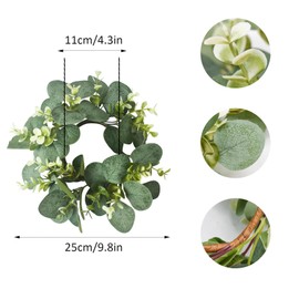Bacucine Candle Wreath Eucalyptus Set of 4 Candle Garland Candle Ring Centerpiece Artificial Flower Ring Figurine Door Decoration Desktop Birthday Wedding Gift