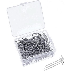 50Pcs Silver T Pins Stainless Steel Wig T Pins T Shaped Pins for Blocking Knitting Modelling Crafts and Office with Plastic Box (3.2cm), Pins, Pins and Pincushions