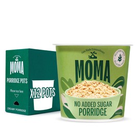 MOMA MOMA Instant Porridge Pots PLAIN - Pack of 12 x 65g - Breakfast Jumbo Oat - Gluten Free, No Added Sugar, Vegetarian, High in Fibre, Source of Protein & Rich in Vitamin B6 - Made in UK