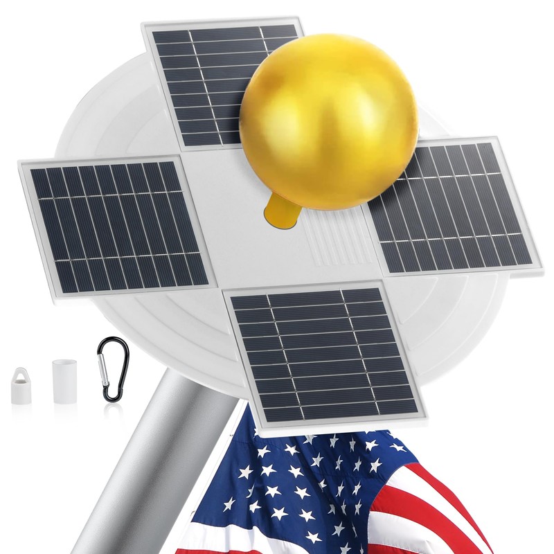 Aurolit Flag Pole Light Solar Powered, 1400 Lumen Lucky 4-Leaf