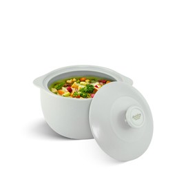 MINH LONG 1-Qt Porcelain Dutch Oven with Lid – Lead & Cadmium Free, Oven Safe to 482°F, Heat Retention, Clay Pot for Cooking on Gas & Infrared Cooktop, Use to Marinate, Cook, Bake, Refrigerate & Serve