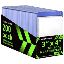200 fundas para tarjetas de carga superior para tarjetas, cargadores superiores de plástico duro, protectores de soporte para tarjetas de béisbol (100 cargadores superiores + 100 mangas)