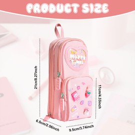 XRPRPX Pencil Case for Girls, Aesthetic Pencil Case with Compartments Pink Pencil Pouch Cute Pen Cases Large Capacity Pen Bag Stationery Storage for School Office Supplies