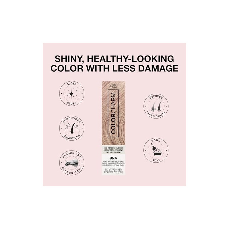 Wella colorcharm Demi-Permanent 9NA rubio ceniza natural claro 2 onzas