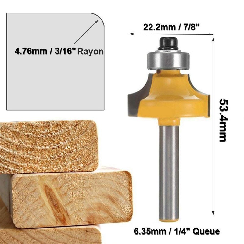 Gasea 4pcs 1/4" Shank Round Over Router Bits Corner Rounding
