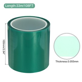 MECCANIXITY Resin Tape Silicone Adhesive Tape High Temperature Resistance Easy Peeling Polyester for Epoxy Resin,River Tables,Craft,Remove Residue 3.94 Inch Wide 108FT Long(Green) Pack of 2
