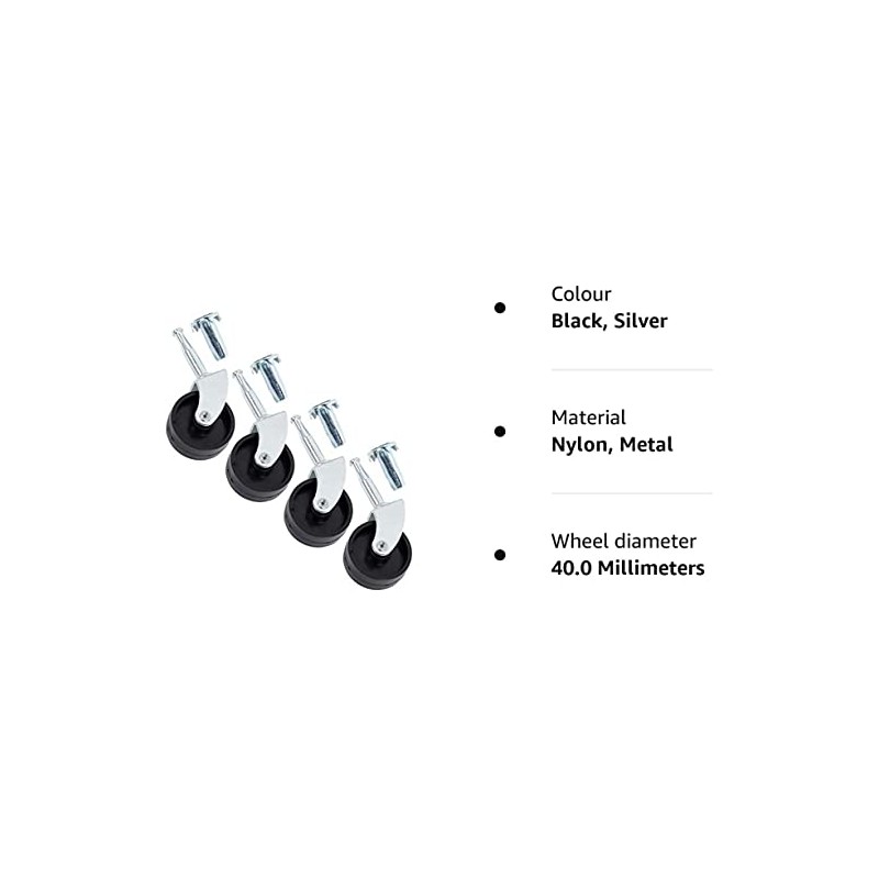 4 x Wheel Swivel Castors Nylon 40mm with Sockets Heavy