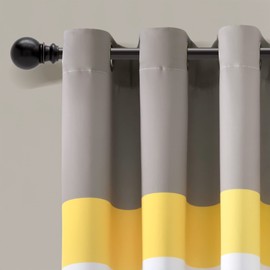 Lush Decor Alexander Color Block Light Filtering Window Curtain Panel Pair, 52"W x 84"L, Gray & Yellow