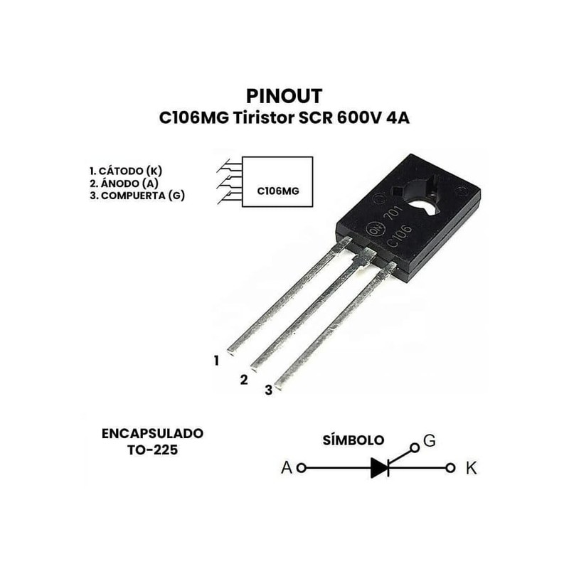 Triac C106DG SCR Tiristor C106D 400V 4A (5 Piezas)