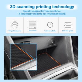 Coleya Non-Slip Mats Compatible with Dacia Jogger 2021-2024, Centre Console Rubber Mats, Door Seam Mats, Drink Holder Mat, Dacia Jogger Accessories, Rubber Non-Slip Mats (Orange)