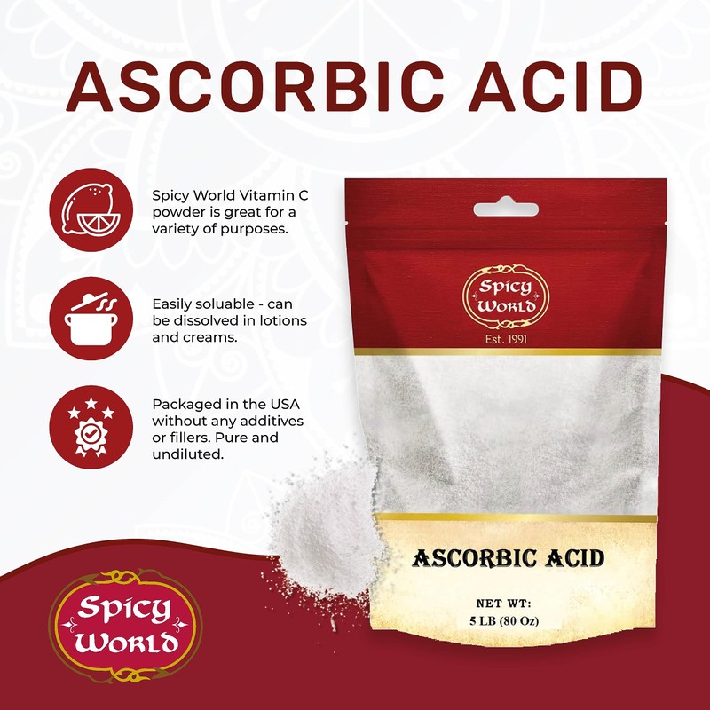 Spicy World Ascorbic Acid Vitamin C Powder 5 LB -