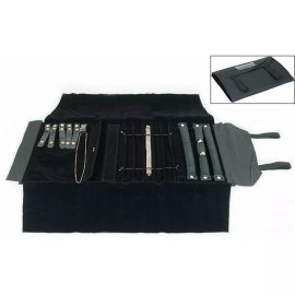 FindingKing Jewelry Roll Chain Ring Bracelet Black Vinyl Display 9 1/2" x 23 1/2"