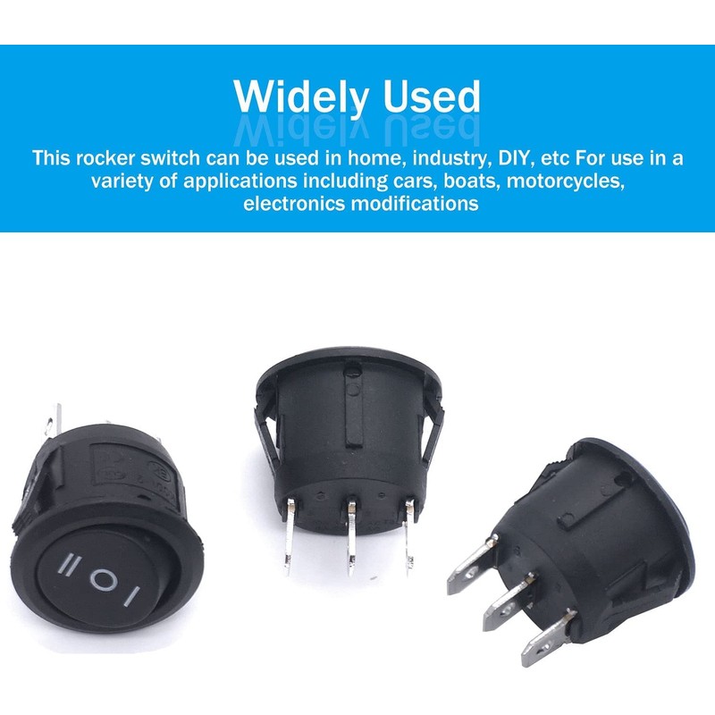 Taiss/8Pcs Round Rocker Toggle Switch Black AC 250V/10A 125V/12A ON/OFF/ON