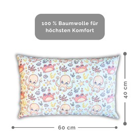 HOUSE ART LIFE Children's Cushion Cover 40 x 60 cm Cotton - Soft, Breathable, with Zip, in Various Designs - Ideal for Children's Room, Baby Bed, Machine Washable, Comfortable Sleep