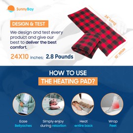 SunnyBay Extra Large Microwave Heating Pad, Microwavable Heavy Weighted Full Body Moist Hot or Cold Pack and Washable Fleece Cover, 10x24 Inches, 2.8 lbs, Made in USA, (Buffalo)