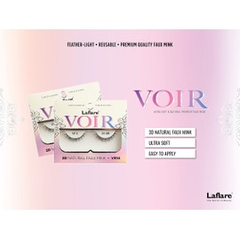 Laflare 3D Nature Faux Mink VOIR Eyelashes, Ultra Soft, Light, Wispy, Knitted, Natural Looking, Reusable, Professional Easy to Apply Eyelashes - 3 PACKS BUNDLE SPECIAL (VR04x3)