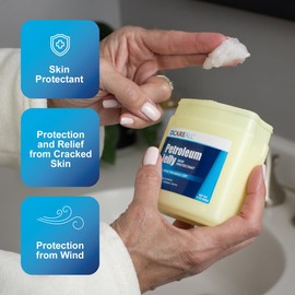 CareAll CareAll Petroleum Jelly 8 Oz Jar., Unscented, 100% Pure White Petrolatum Jelly USP, Protectant for Minor Cuts, Scrapes, Burns. Moisturizer for Dry Skin and Lips.