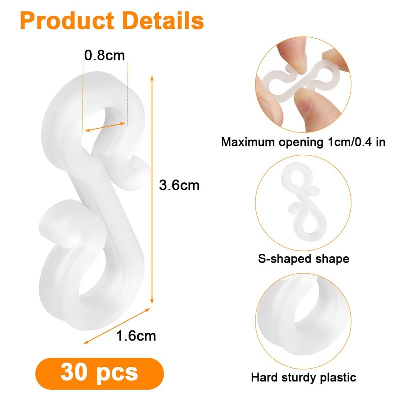 Flintronic Gutter Hooks for Outdoor Lights, 30 Pcs Plastic S