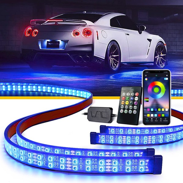 LUMENIX Double Row RGB LED Car Underglow Lights Kit, 4PCS