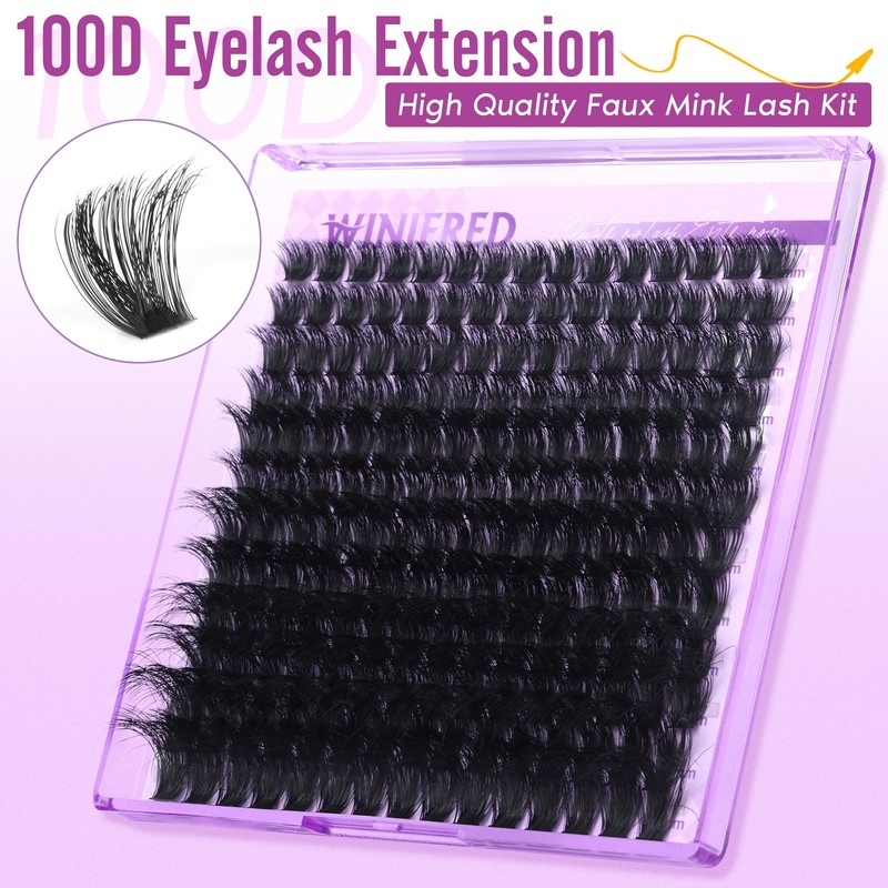 Winifred Lashes Extension Kit Thick Lash Clusters Kit 100D Volume