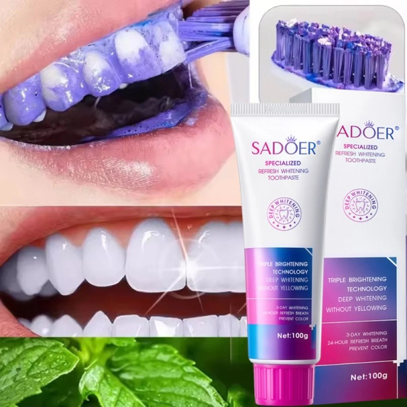 SADOER Purple Toothpaste for Teeth Whitening - Tooth Stain Removal,Purple