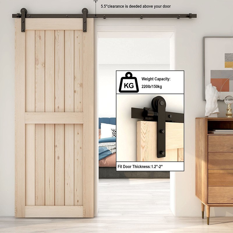 CCJH Sliding Barn Door Hardware Kit 4FT Track for Max