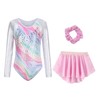 KEOYA Leotards for Girls Gymnastics Long Sleeve Sparkly Dance with