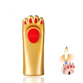 KAIEOMGN Cat Paw Cute Butane Lighters Refillable, Pretty Aesthetic Novelty Lighter, Unique Gifts for Women Fireplace Candles Camping BBQ (No Butane Fuel) (Gold)