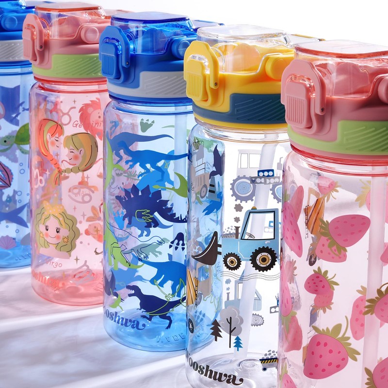 wooshwa Kids Water Bottle for School, 20 Oz Plastic Water
