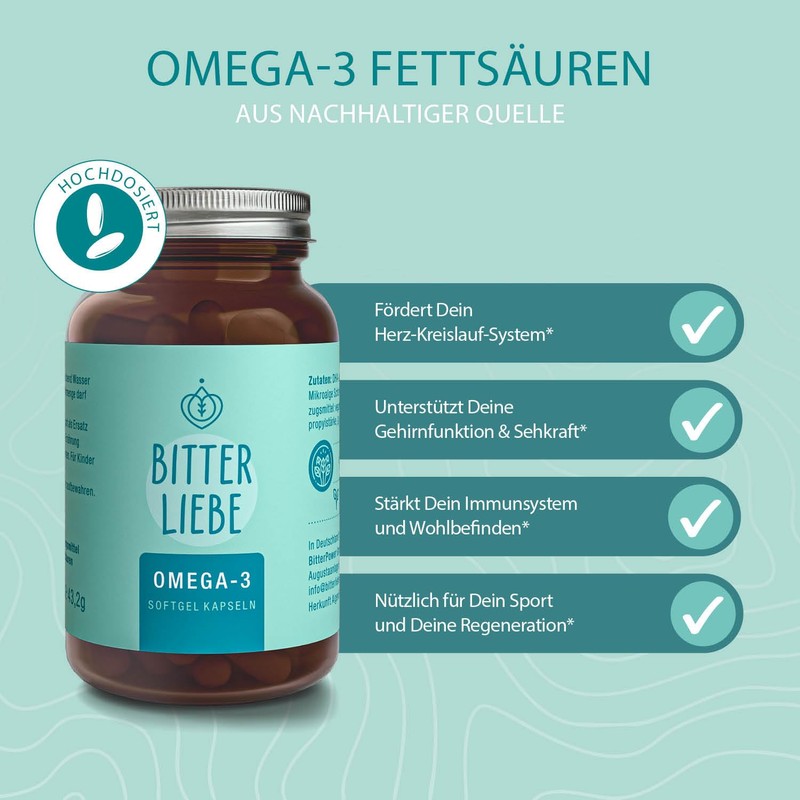 BitterLiebe - Omega 3 vegan capsules high dose made from