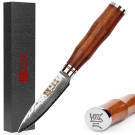 Sunlong Paring Knife 3.5 inch Peeling Knives Hammered Damascus Natural Bloodwood Handle