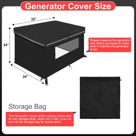 Generator Covers while Running, 32''L×24''W×24''H, Waterproof Generator Covers for Outside with Top Opening and Visual Operation Window, Double-layer Fabric, Black