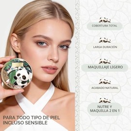 CATKIN Panda Land Full Coverage Cushion Fondation, Maquillaje facial transpirable hidratante nutritivo sin poros para piel sensible,Sheer Finish C01 F