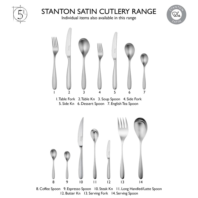 Robert Welch Stanton Satin Coffee Spoons, Set of 8. Suitable