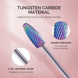 MelodySusie Nail Drill Bits Set, 10Pcs Tungsten Carbide Nail Bits for Acrylic Gel Nails Polishing Removing, 3/32 inch Bits for Nail Drill Dremel Machine Efile, Manicure Pedicure Nail Salon, Colorful