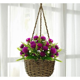 Artificial Dandelion Plants Decor, Fake Plastic Flowers Shrubs Bushes Grass for Indoor Outdoor Home Garden Wedding Party Table Centerpieces Arrangements Decoration Planting Filler Fuchsia 4 Pack