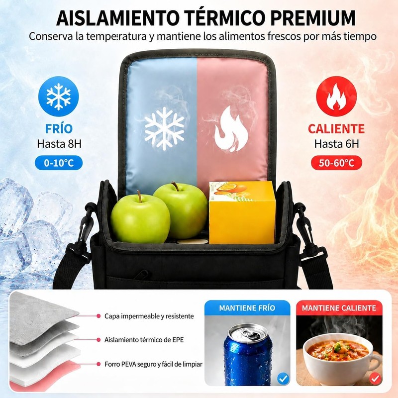 KTMOUW Loncheras para Mujer, Bolsa Térmica y Hielera - Negro