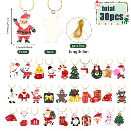Small Resin Miniature Christmas Tree Ornaments Christmas Hanging Ornaments Set Santa Claus Snowman Angels 30PCS Mini Christmas Tree Tiny Hanging Decorations for Christmas Decoration Party Supplies