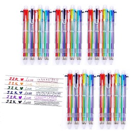 CCHAMP 20x Multicoloured retractable ballpoint pen, 6 in 1 multi-colour ball point pens for girls boys, kids multicolour biro pens for children birthday favours stationery gift