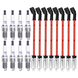 TICANEE Iridium Spark Plugs and Wires Set for Chevy 5.3L Silverado 1500 Suburban Avalanche Tahoe 4.8L 6.0L, 41-110 Spark Plugs Compatible with GMC Yukon Sierra 12621258