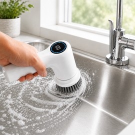Multifunctional Electric Cleaning Brush for Household Surfaces - Rotating Scrubber for Kitchen, Bathroom and Tile Cleaning