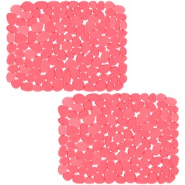 Bligli Pebble Sink Mat for Stainless Steel/Ceramic Sinks, PVC Eco-Friendly Sink Protectors Mats for Bottom of Kitchen Sink, Dish Drying Mat for Dishes and Glassware, 15.7 x 11.8 inch, Red