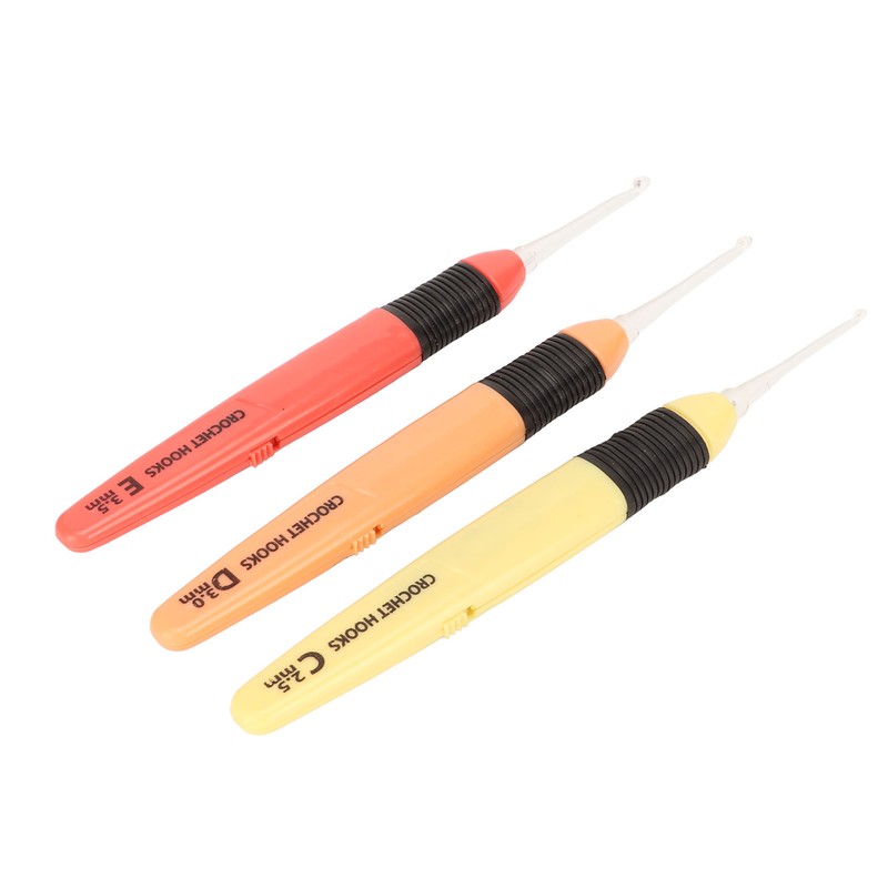 3 Pcs Lighted Crochet Hooks Set 2.5mm 3.0mm 3.5mm Lightweight