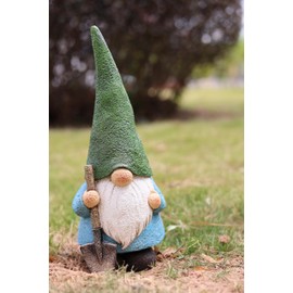 Hi-Line Gift Ltd. 16in Garden Gnome Statue Holding Shovel